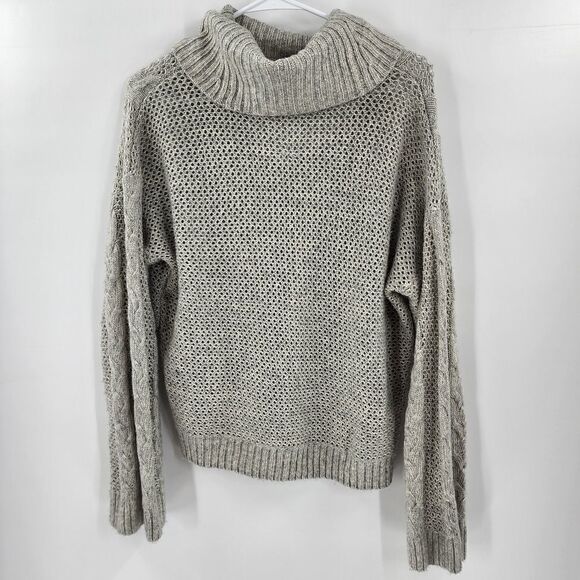 Urban Outfitters cable knit sweater keyhole turtleneck small gray oversized - Picture 2 of 3